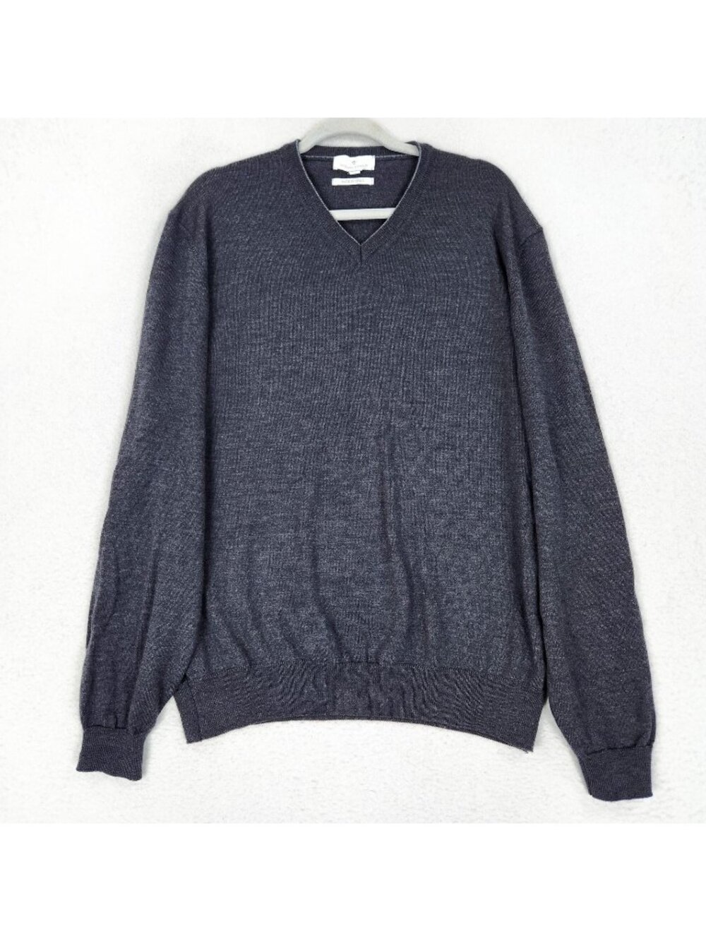 Toscano Firenze Sweater Mens 2XL Gray Merino Wool V Neck Pullover Made In Italy